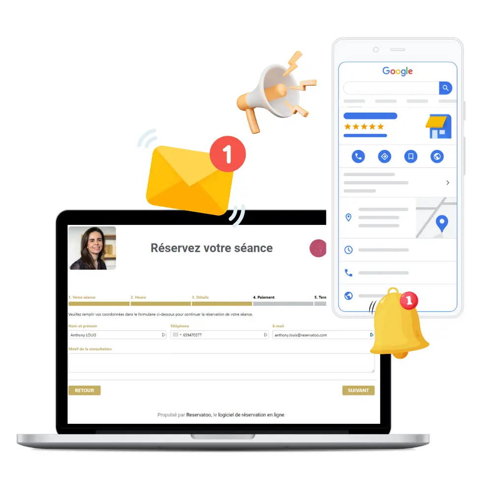 logiciel de reservation en ligne pour thérapeute, qui augmente les avis sur google my business